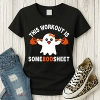 This Workout Is Boo Sheet Funny Cute Gym Ghost Halloween Women's T-Shirt thumb 3