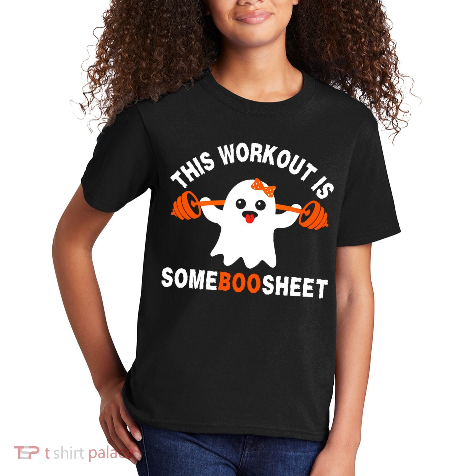 This Workout Is Boo Sheet Funny Cute Gym Ghost Halloween Kids T-Shirt