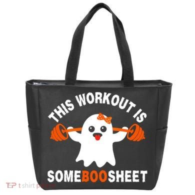 This Workout Is Boo Sheet Funny Cute Gym Ghost Halloween Tote Bag