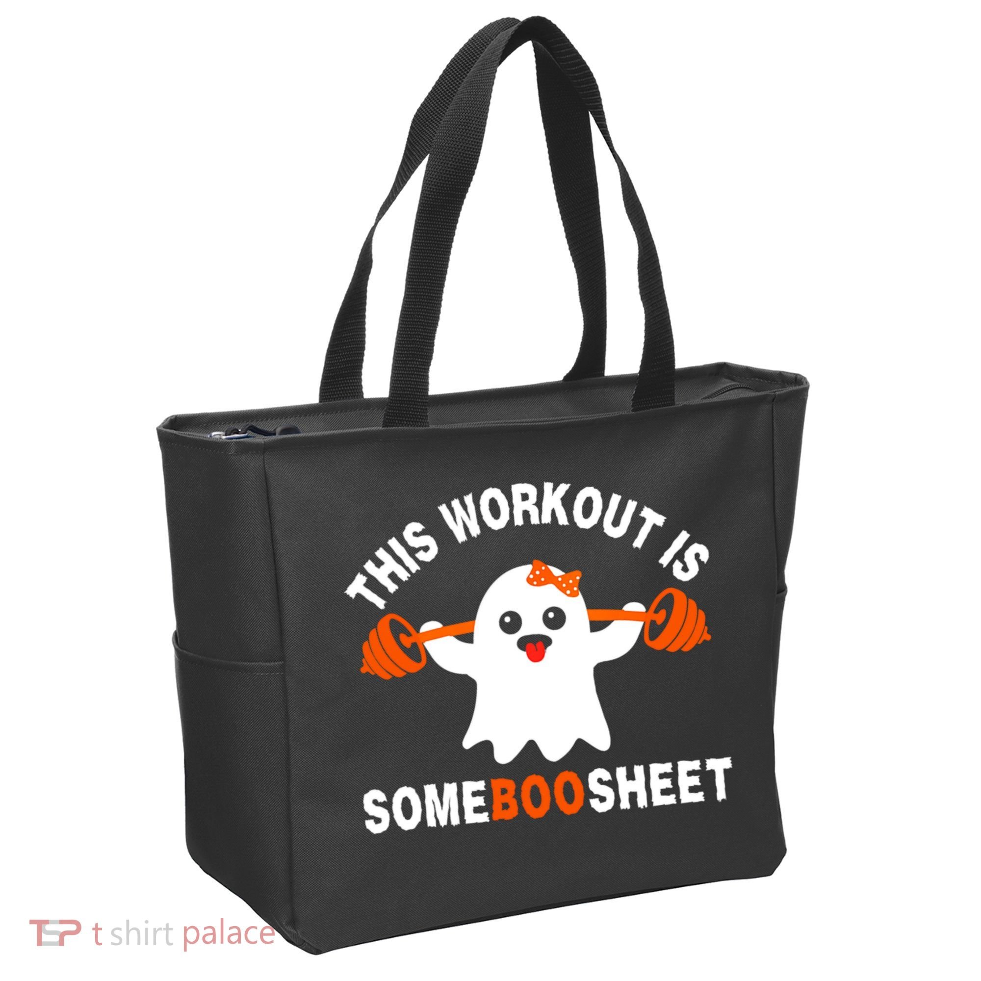This Workout Is Boo Sheet Funny Cute Gym Ghost Halloween Tote Bag