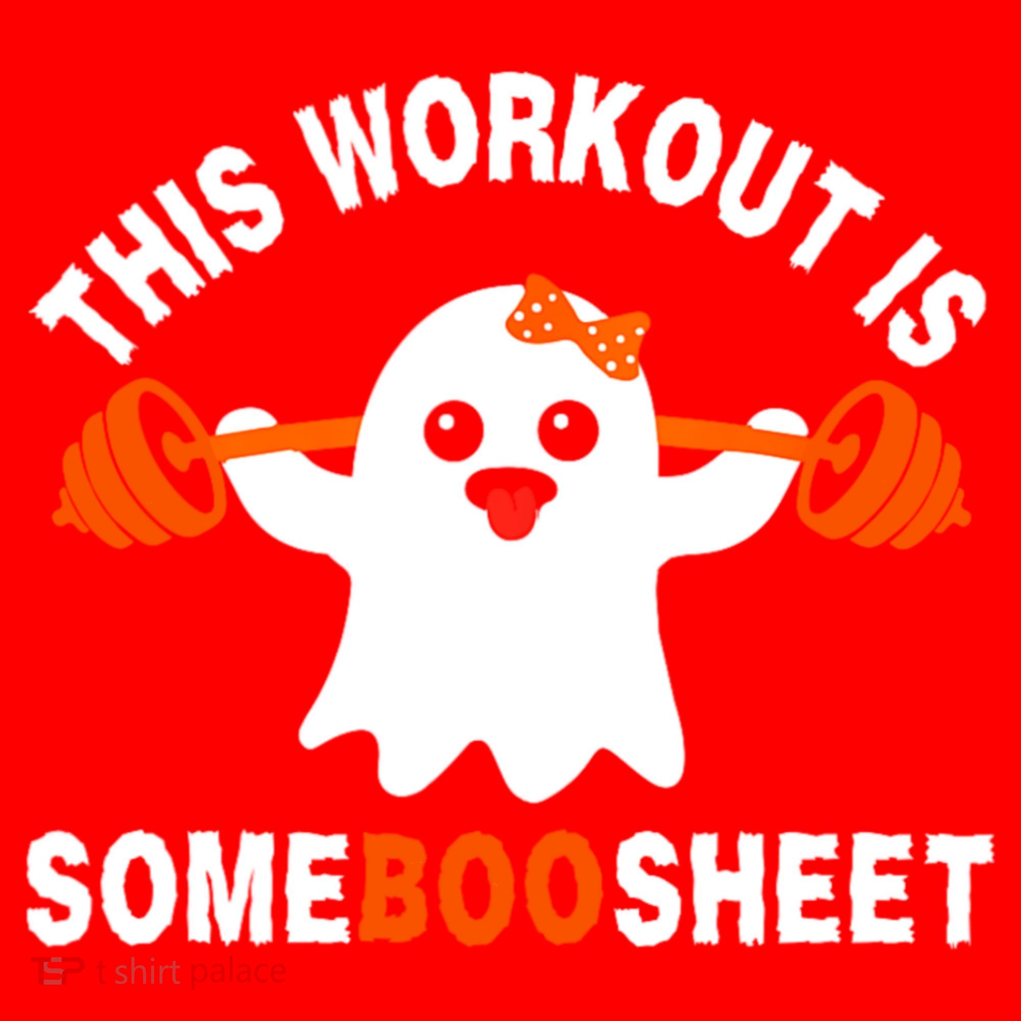 This Workout Is Boo Sheet Funny Cute Gym Ghost Halloween Santa Hat