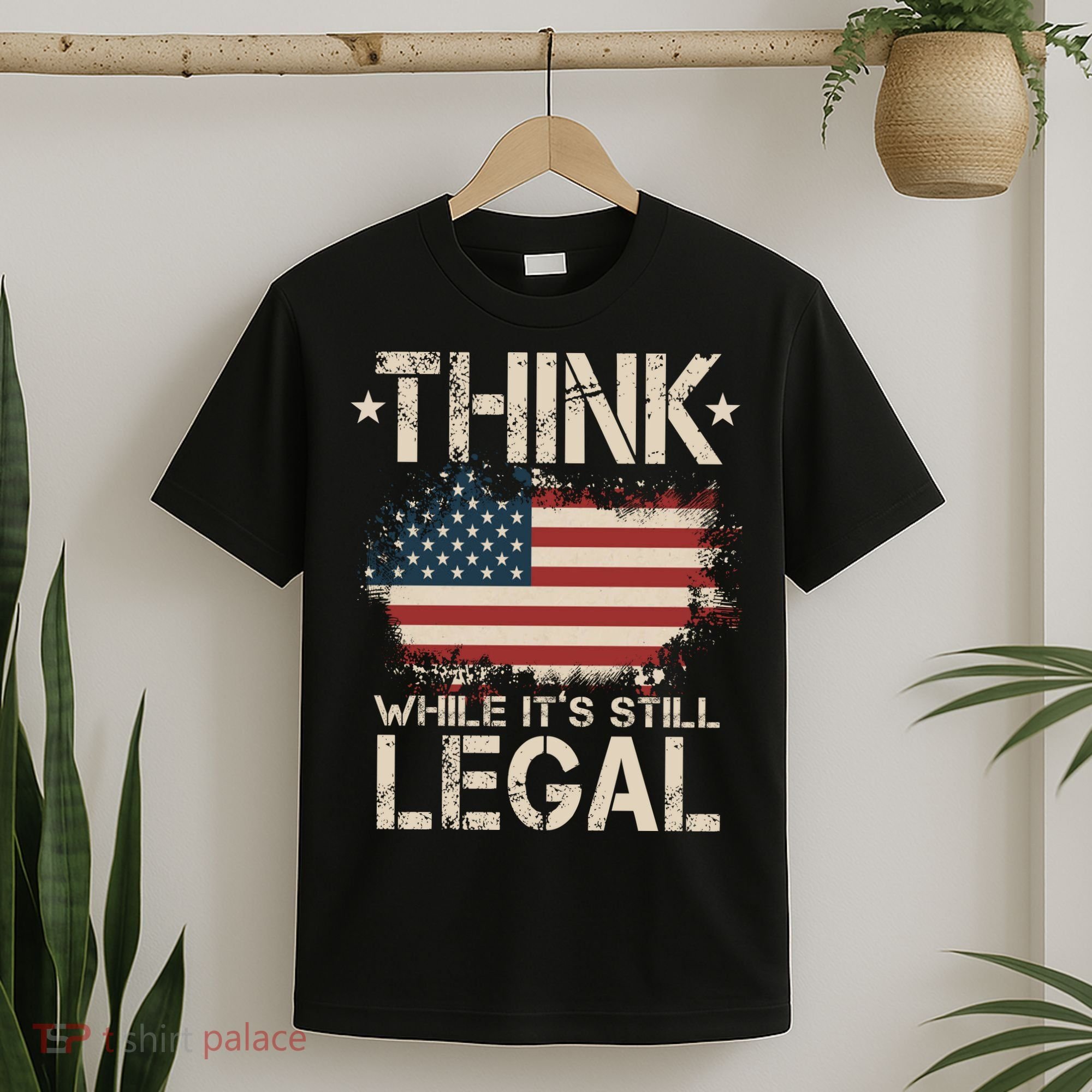 Think While It's Still Legal Vintage American Flag T-Shirt