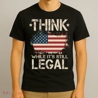 Think While It's Still Legal Vintage American Flag T-Shirt thumb 3