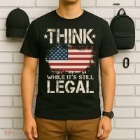 Think While It's Still Legal Vintage American Flag T-Shirt thumb 6