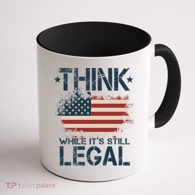 Think While It's Still Legal Vintage American Flag Coffee Mug back