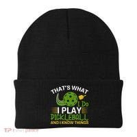 That's What I Do I Play Pickleball And I Know Things Gift Beanie thumb 0