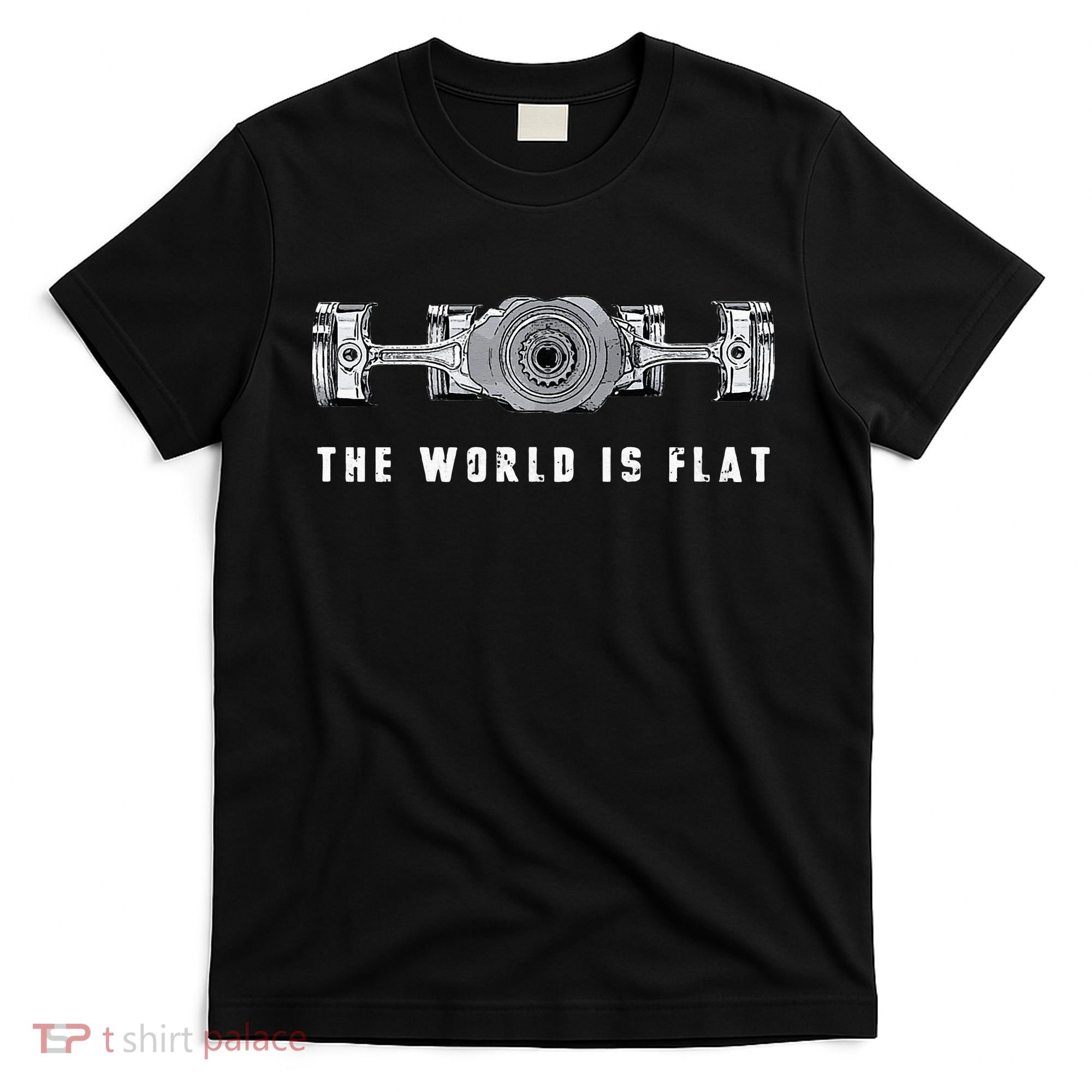 The World Is Flat Boxer Engine Car Enthusiast T-Shirt