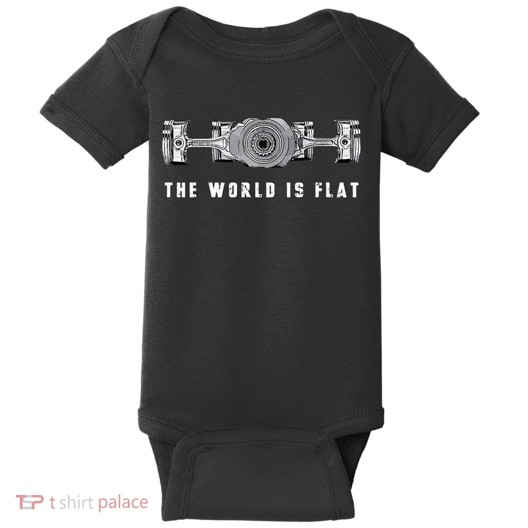 The World Is Flat Boxer Engine Car Enthusiast Baby Bodysuit