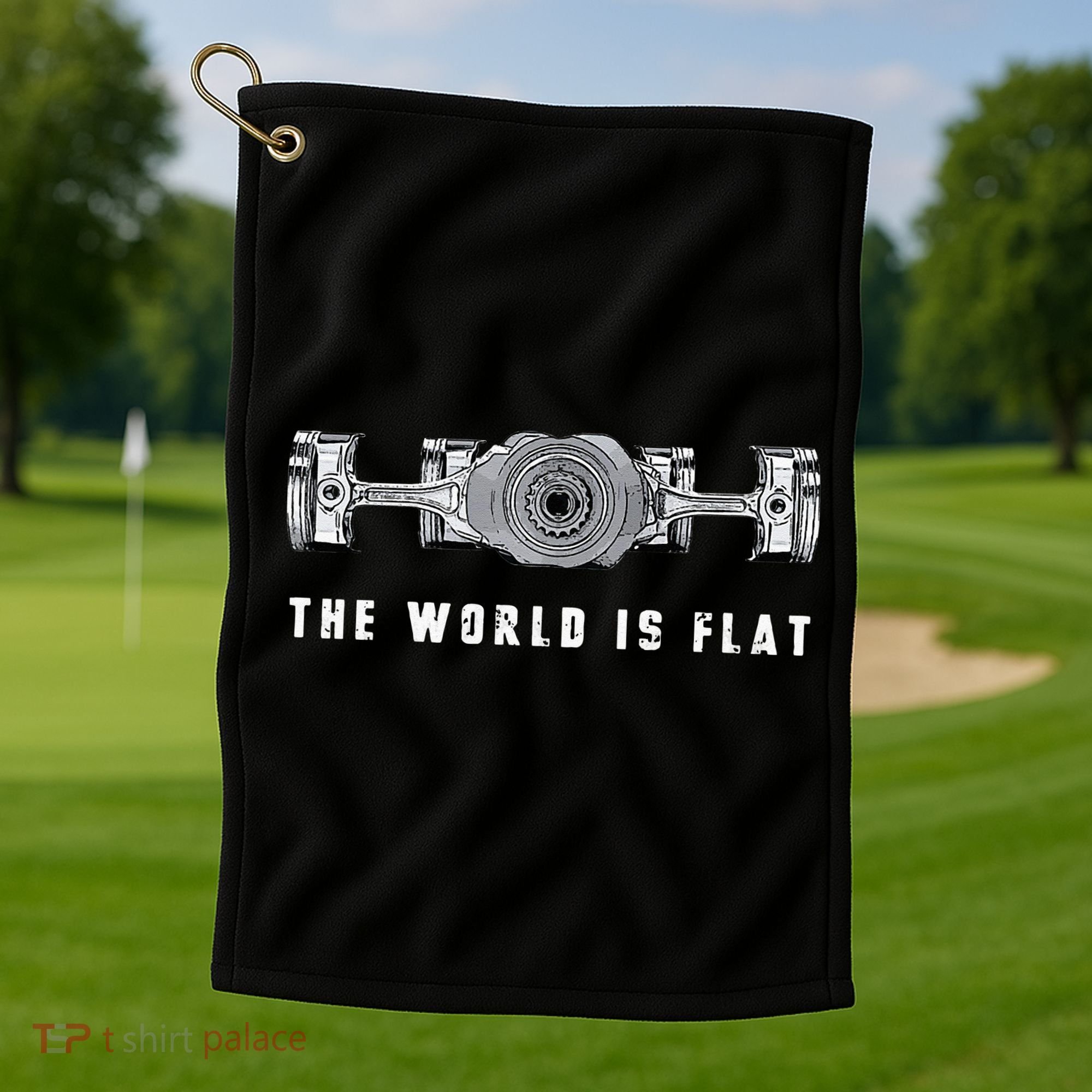 The World Is Flat Boxer Engine Car Enthusiast Golf Towel