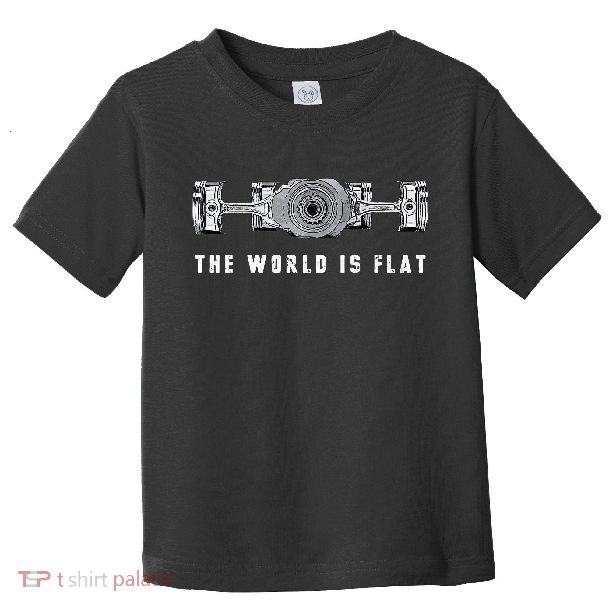 The World Is Flat Boxer Engine Car Enthusiast Toddler T-Shirt