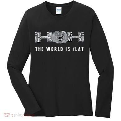 The World Is Flat Boxer Engine Car Enthusiast Women's Long Sleeve Shirt
