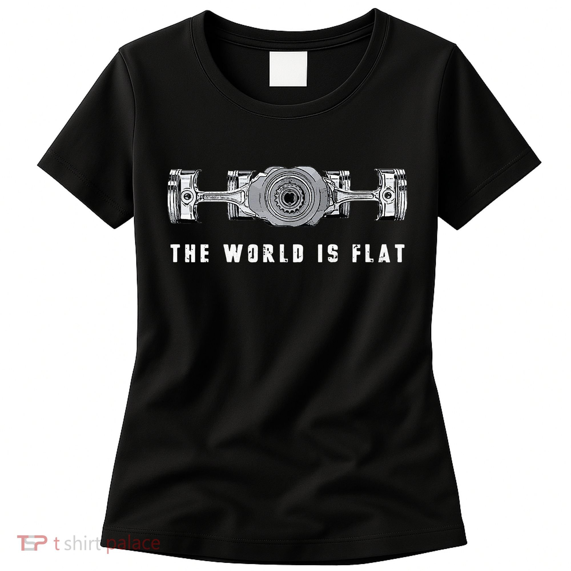 The World Is Flat Boxer Engine Car Enthusiast Women's T-Shirt