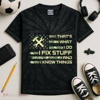 That's What I Do I Fix Stuff And I Know Things Funny Quote Kids Tie-Dye T-Shirt thumb 2