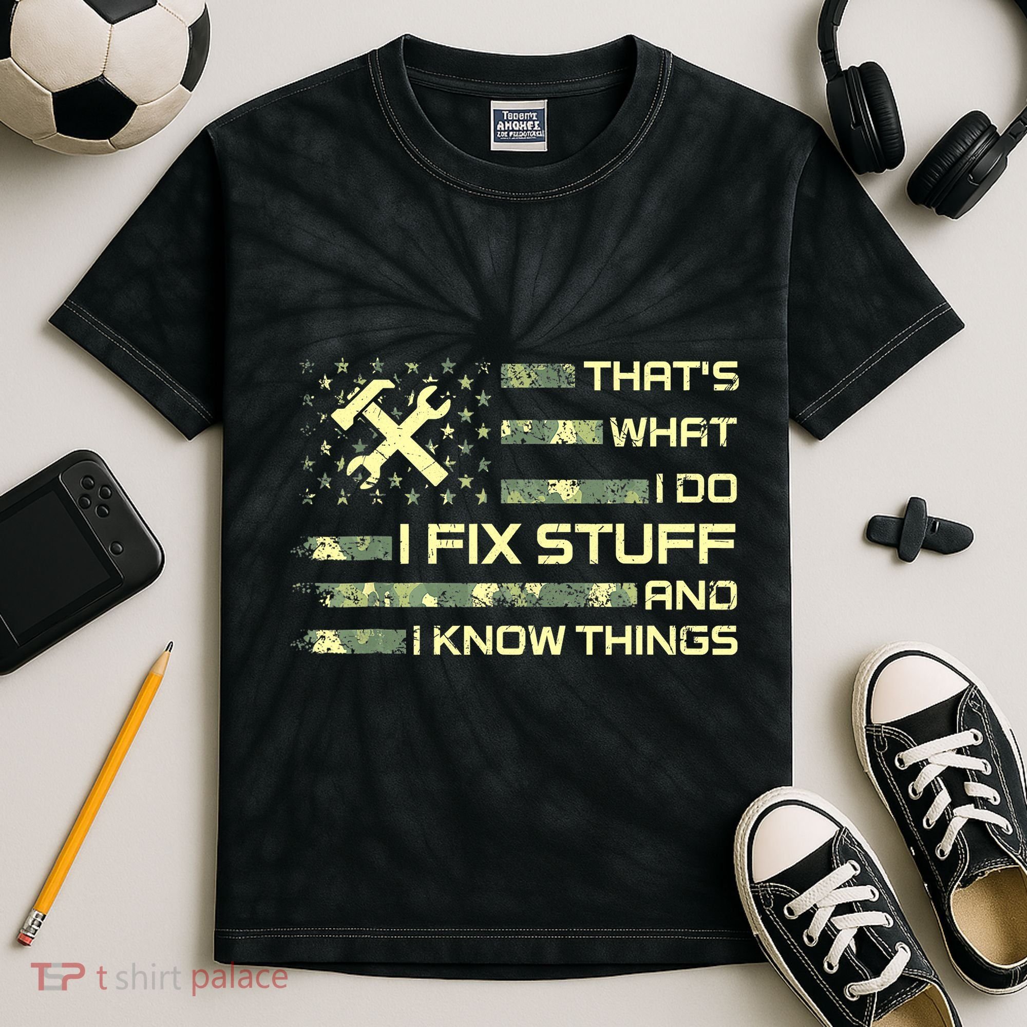 That's What I Do I Fix Stuff And I Know Things Funny Quote Kids Tie-Dye T-Shirt