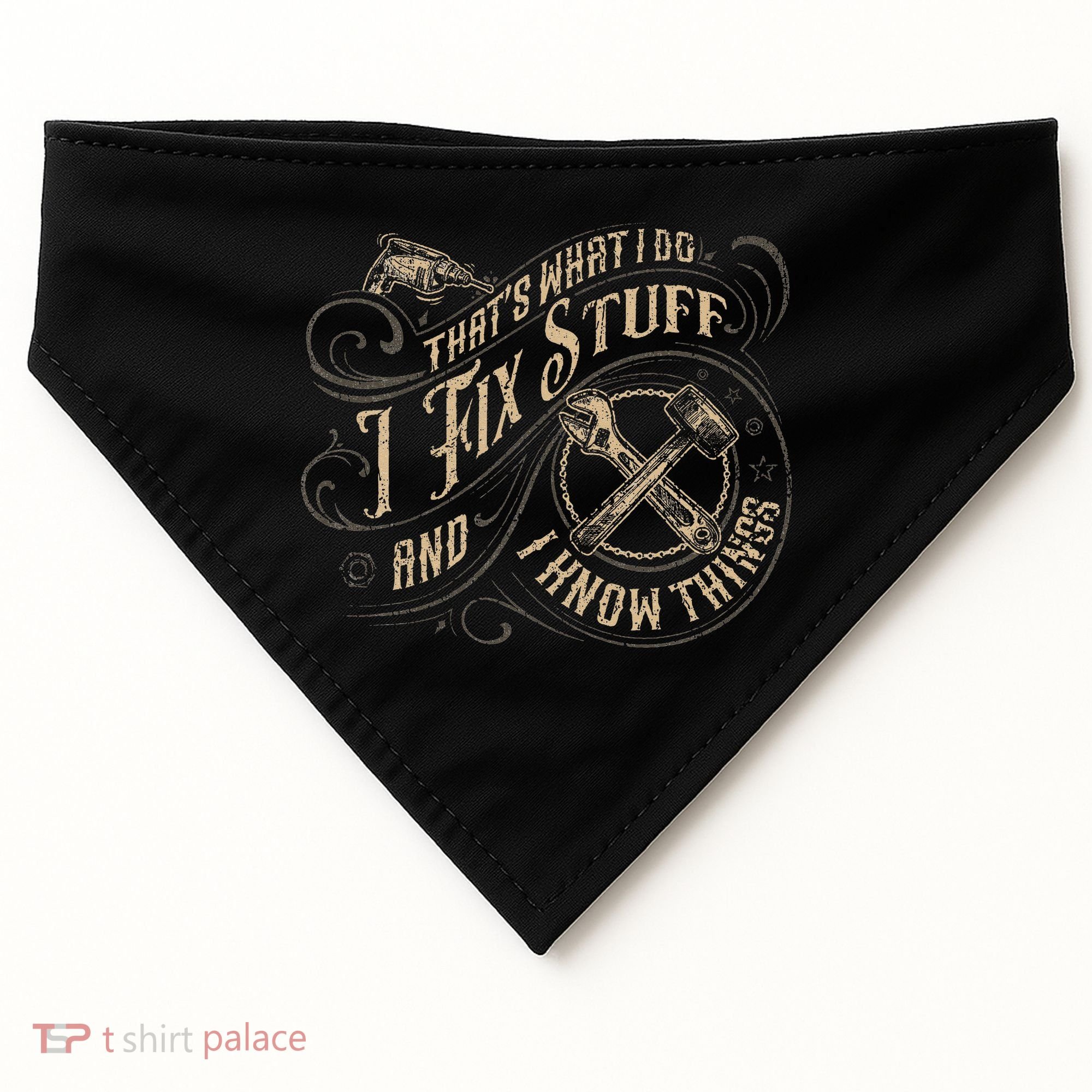 That's What I Do I Fix Stuff And I Know Things Funny Saying USA-Made Doggie Bandana