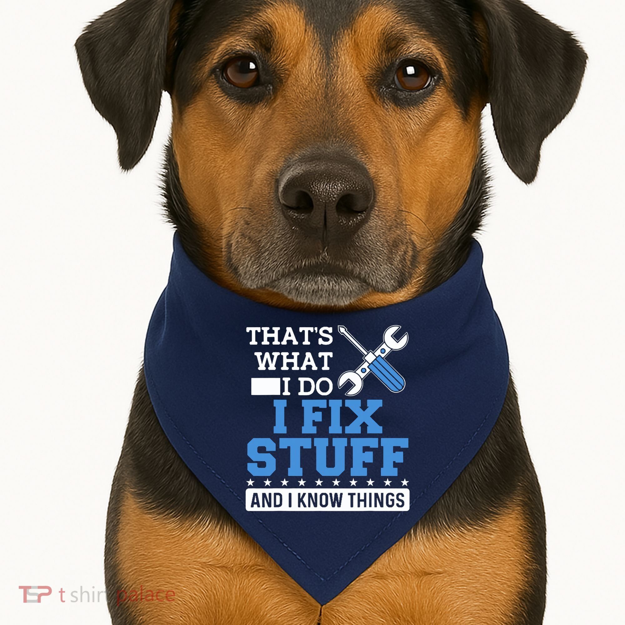 That's What I Do I Fix Stuff And I Know Things Funny Mechanic USA-Made Doggie Bandana