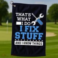 That's What I Do I Fix Stuff And I Know Things Funny Mechanic Golf Towel thumb 1