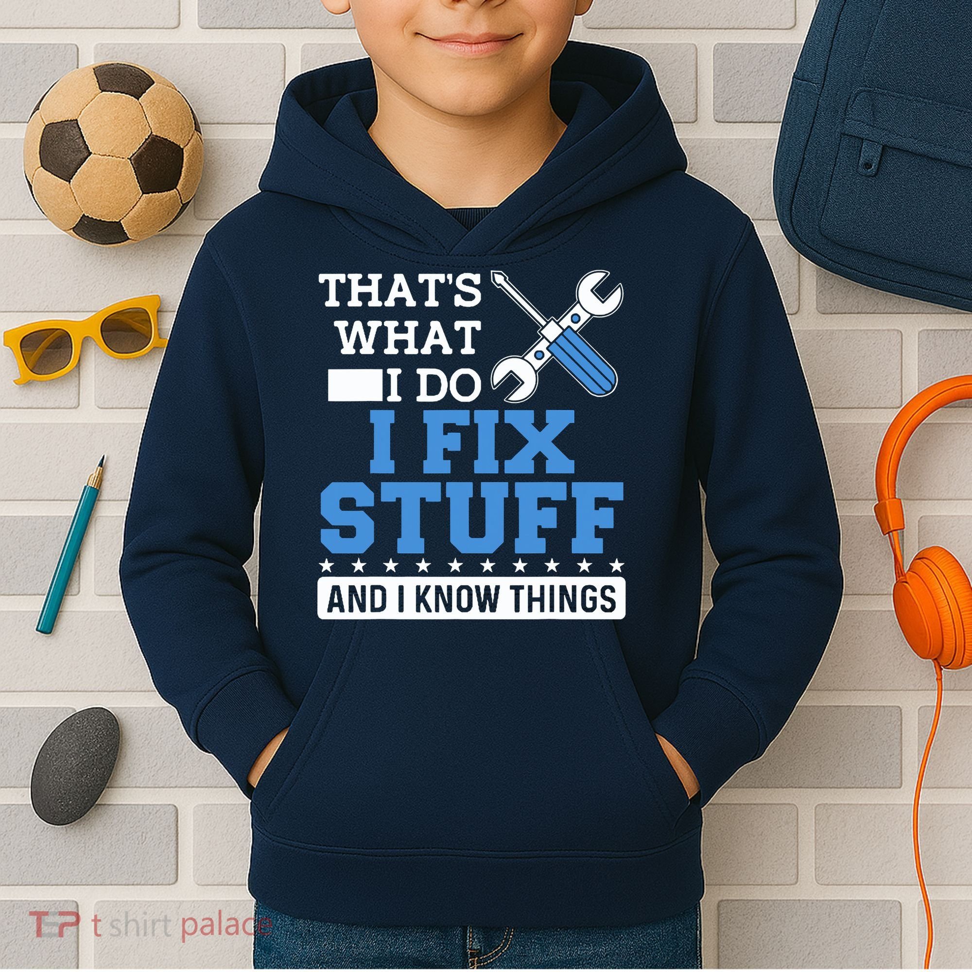 That's What I Do I Fix Stuff And I Know Things Funny Mechanic Kids Hoodie