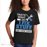 That's What I Do I Fix Stuff And I Know Things Funny Mechanic Kids T-Shirt thumb 2