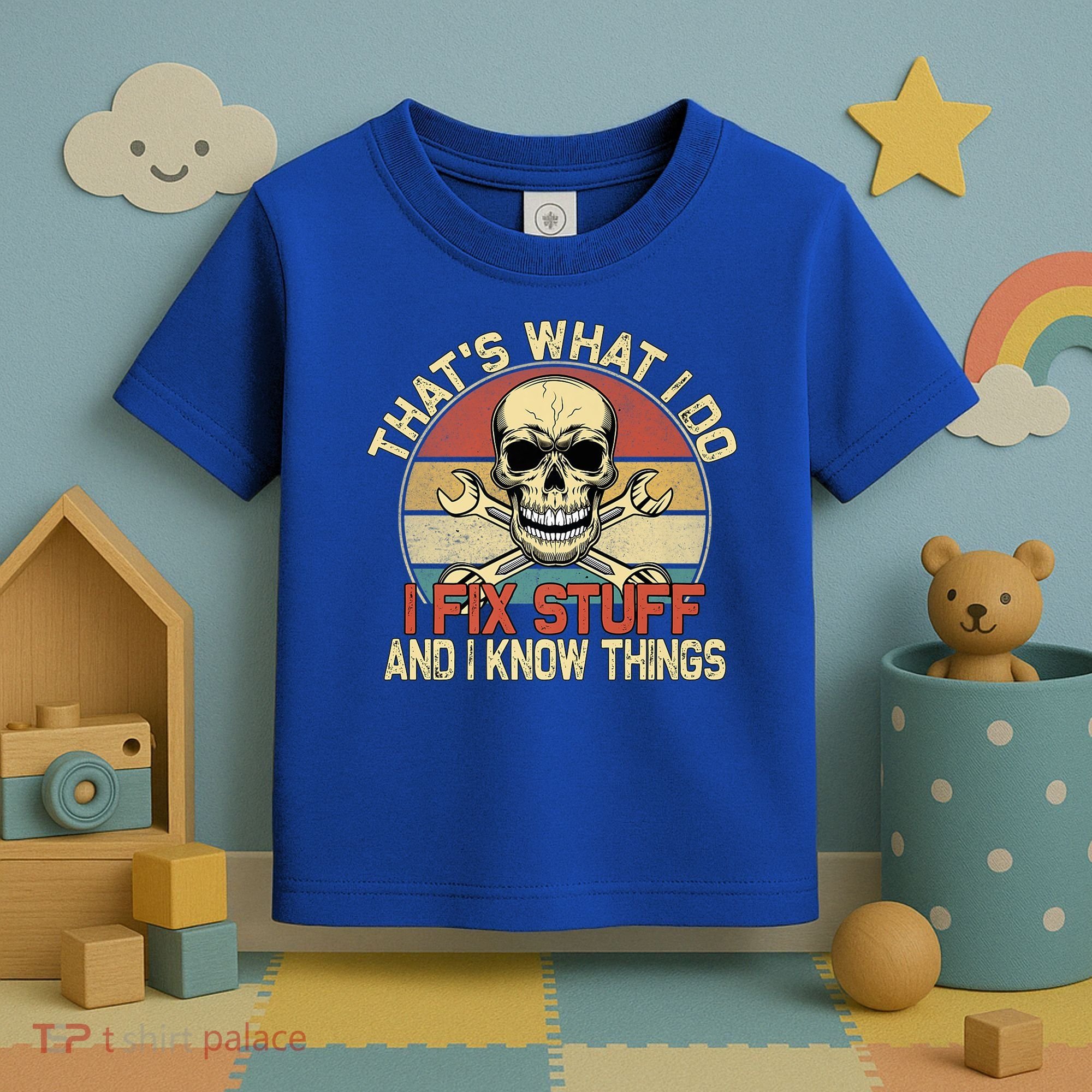 That's What I Do I Fix Stuff And I Know Things Gift Skull Head Meaningful Gift Toddler T-Shirt