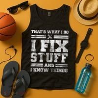 That's What I Do I Fix Stuff And I Know Things Funny Saying Tank Top thumb 4