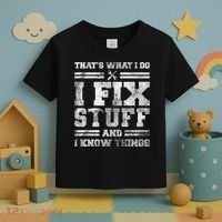 That's What I Do I Fix Stuff And I Know Things Funny Saying Toddler T-Shirt thumb 3