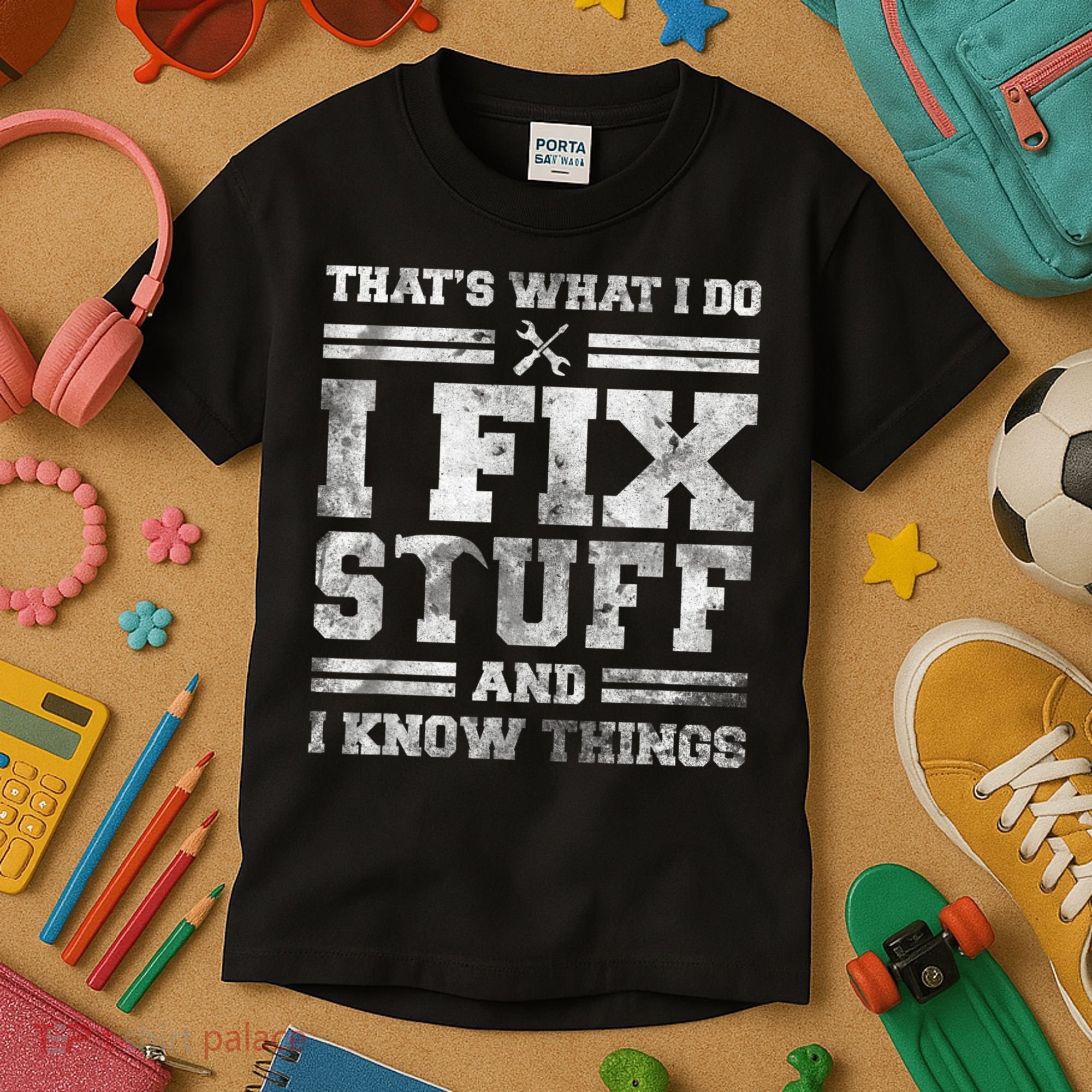 That's What I Do I Fix Stuff And I Know Things Funny Saying Kids T-Shirt