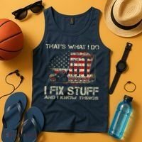 That's What I Do I Fix Stuff And I Know Things American Flag Tank Top thumb 4