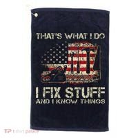 That's What I Do I Fix Stuff And I Know Things American Flag Golf Towel thumb 0