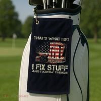 That's What I Do I Fix Stuff And I Know Things American Flag Golf Towel thumb 2