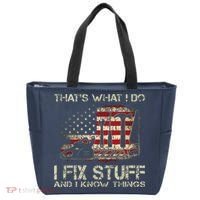 That's What I Do I Fix Stuff And I Know Things American Flag Tote Bag thumb 0
