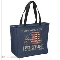 That's What I Do I Fix Stuff And I Know Things American Flag Tote Bag thumb 2