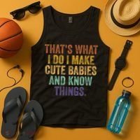That's What I Do I Make Cute Babies And Know Things Saying Tank Top thumb 4