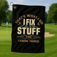 That's What I Do I Fix Stuff And I Know Things Funny Sayin Golf Towel thumb 1