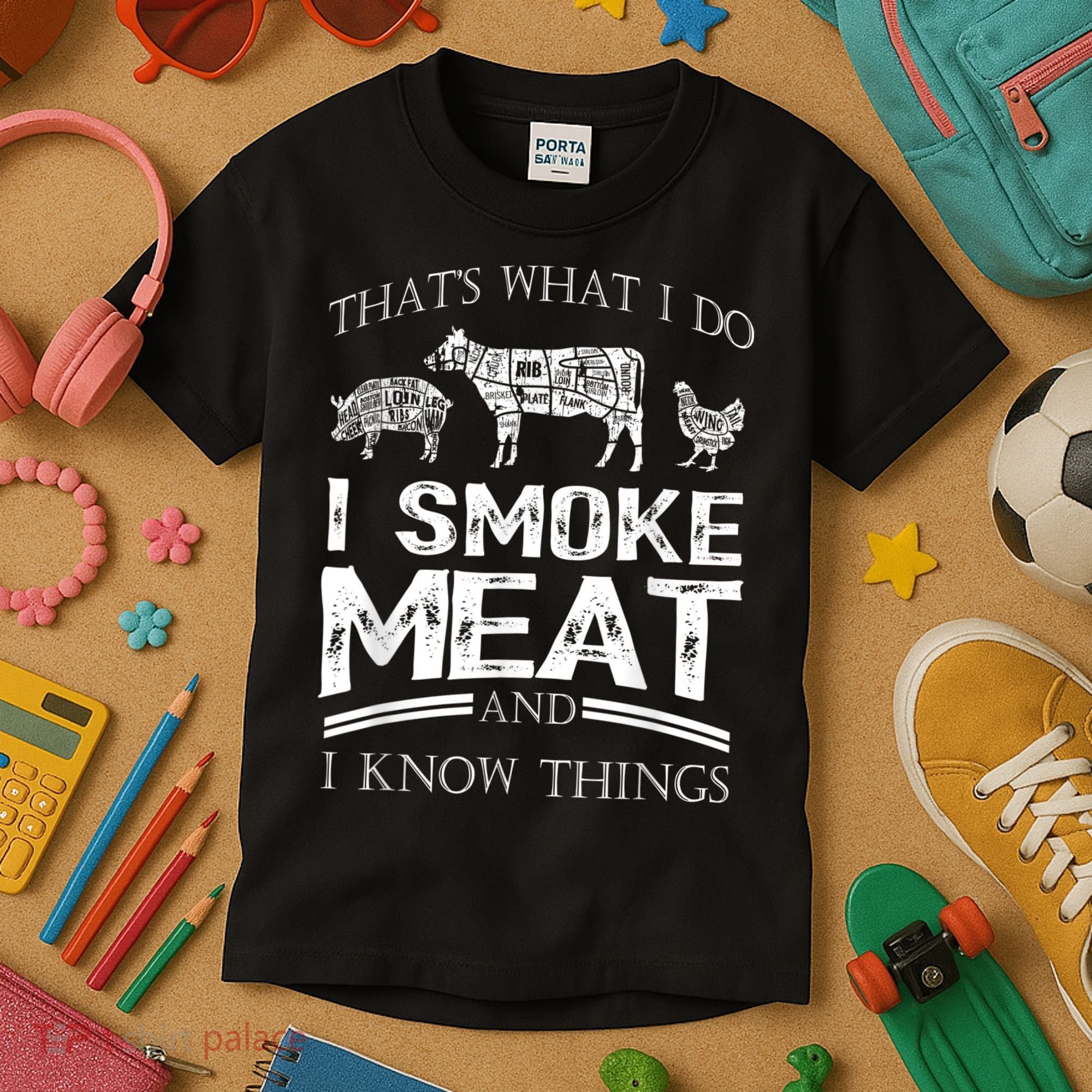 That's What I Do I Smoke Meat I Know Things Funny Smoker BBQ Kids T-Shirt
