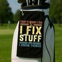That's What I Do I Fix Stuff And I Know Things Golf Towel thumb 2