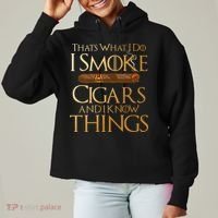 Thats What I Do I Smoke Cigars And I Know Things Smoker Ladies Heavyweight Boxy Pullover Hoodie thumb 0