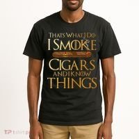 Thats What I Do I Smoke Cigars And I Know Things Smoker Tall T-Shirt thumb 2