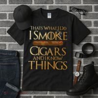 Thats What I Do I Smoke Cigars And I Know Things Smoker Tall T-Shirt thumb 3