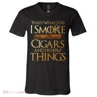 Thats What I Do I Smoke Cigars And I Know Things Smoker V-Neck T-Shirt thumb 0