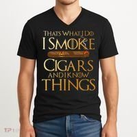 Thats What I Do I Smoke Cigars And I Know Things Smoker V-Neck T-Shirt thumb 2