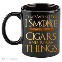 Thats What I Do I Smoke Cigars And I Know Things Smoker 11oz C Handle Ceramic Mug thumb 2