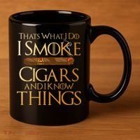Thats What I Do I Smoke Cigars And I Know Things Smoker 11oz C Handle Ceramic Mug thumb 3
