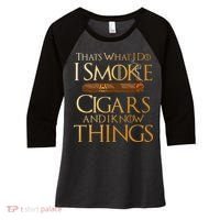Thats What I Do I Smoke Cigars And I Know Things Smoker Women's Tri-Blend 3/4-Sleeve Raglan Shirt thumb 0