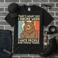 Thats What I Do I Smoke Weed I Hate People And I Know 420 Tall T-Shirt thumb 3