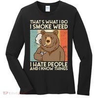 Thats What I Do I Smoke Weed I Hate People And I Know 420 Women's Long Sleeve Shirt thumb 0