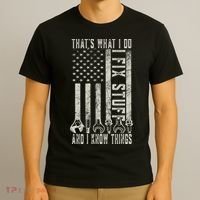 That's What I Do I Fix Stuff And I Know Things American Flag T-Shirt thumb 3