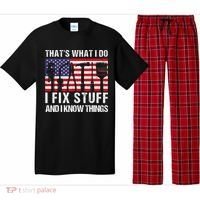 That's What I Do I Fix Stuff And I Know Things American Flag Pajama Set thumb 0