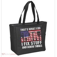 That's What I Do I Fix Stuff And I Know Things American Flag Tote Bag thumb 2