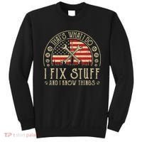 That's What I Do I Fix Stuff And I Know Things American Flag Sweatshirt thumb 0